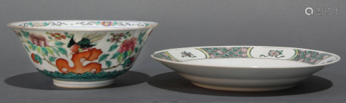 (lot of 2) Chinese Famille Rose or Verte dishes