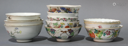 (lot of 12) Group of Chinese Famille Rose and iron…