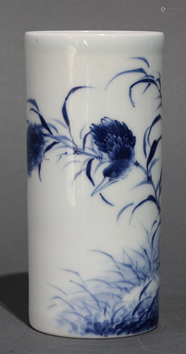 Chinese underglaze blue porcelain brush pot