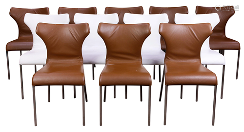 (lot of 8) B & B Italia Papilio Italian leather dining