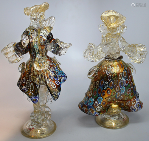 A pair of Murano art glass figures