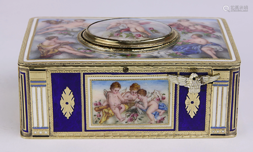 German enamel singing bird automaton music box