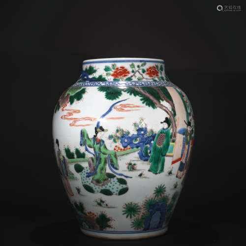 Ming Dynasty five-coloured figure pot
