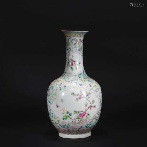 Qing Dynasty pastel medallion vase