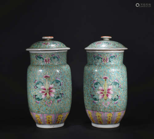 Minguo times pastel lantern-shaped vase*1pair