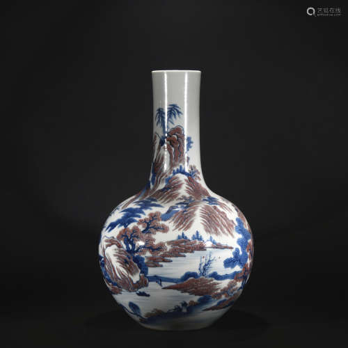 Qing Dynasty blue and purple globular shape vase