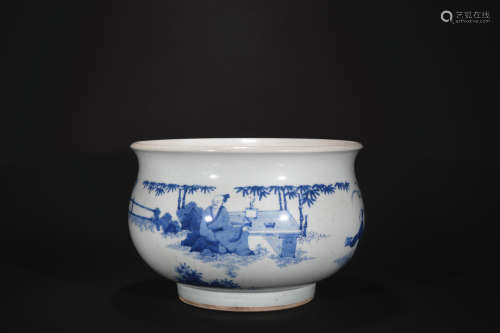 Ming Dynasty blue-and-white figure incense burner