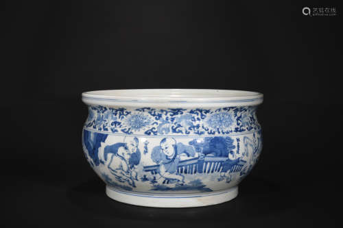 Ming Dynasty Jia Jing period blue-and-white figure incense burner