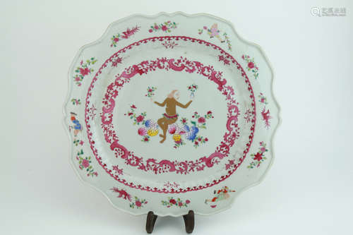 Qing dynasty famille rose plate with figure pattern