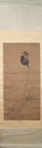 Qing dynasty Luo pin's monkey painting