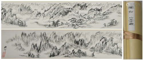 Modern Zhang ding's landscape hand scroll