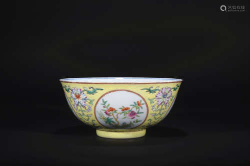 Qing dynasty pastel flower bowl