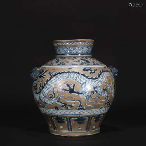 Yuan Dynasty blue and white silver-painted goblet