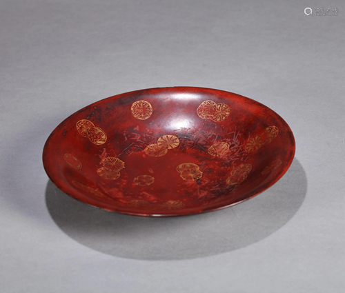 A CHINESE GILT AND LACQUERED PLATE, QIANLO…