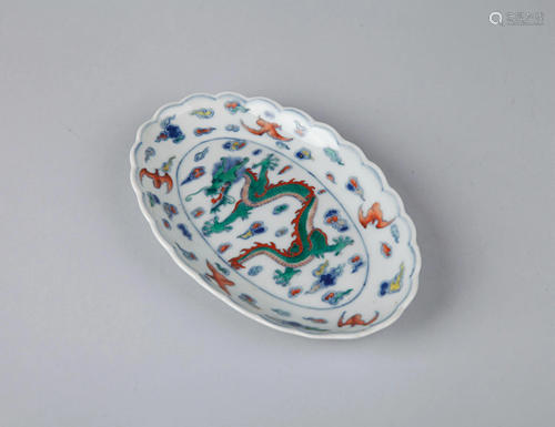 A CHINESE DOUCAI LOBED DISH, QIANLONG MA…