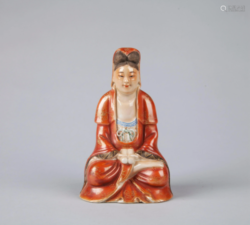 A CHINESE FAMILLE ROSE FIGURE OF GUANYIN, …