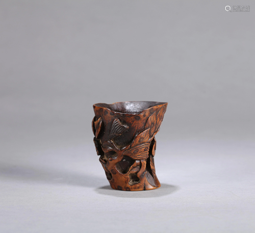 A CHINESE CARVED BAMBOO CUP, QING DYNASTY