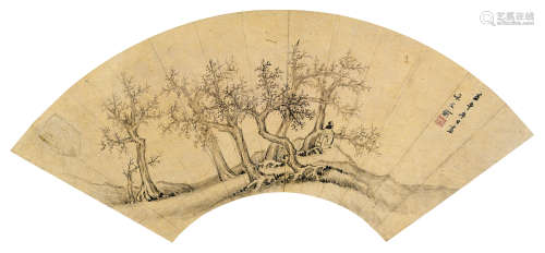 卞文瑜 明 1642年作 渊明诗意图 镜框 水墨纸本