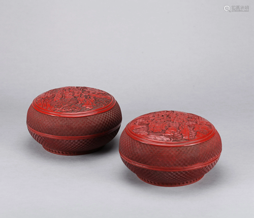 A PAIR OF CHINESE CINNABAR LACQUER BOXES,…