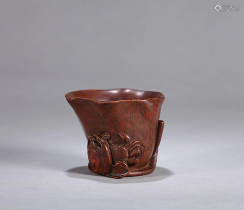 A CHINESE CARVED BAMBOO CUP, 18TH CENTURY