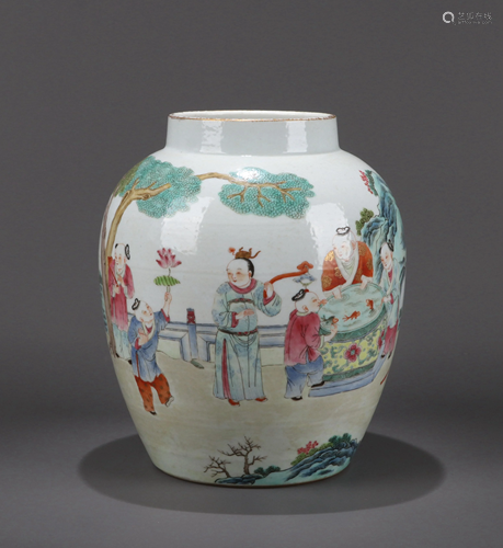 A CHINESE FAMILLE ROSE JAR, QIANLONG MARK…