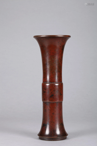 A CHINESE BRONZE GU FORM VASE, QING DYNA…