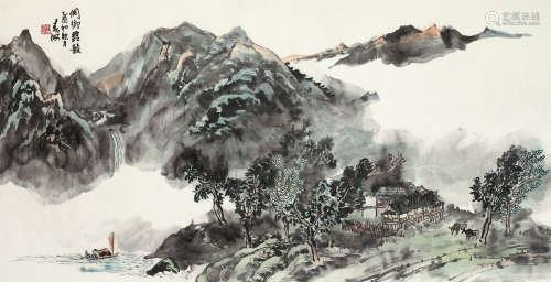 李春海 乙酉（2005年） 山水 设色纸本 横披