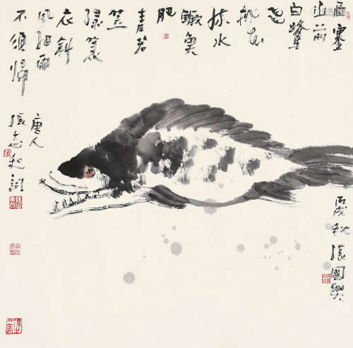 张国兴 丙戌（2006年） 西塞山前白鹭飞 设色纸本 镜片