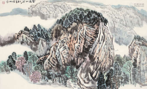 刘俊刚 乙酉（2005年） 云迷山谷 设色纸本 横披