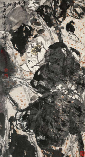 陈芳桂 丁丑（1997年） 十月塘气更浓 设色纸本 立轴