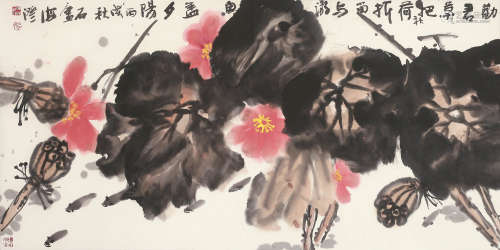 张海澄 丙戌（2006年） 劝君莫把秋荷折 设色纸本 镜片