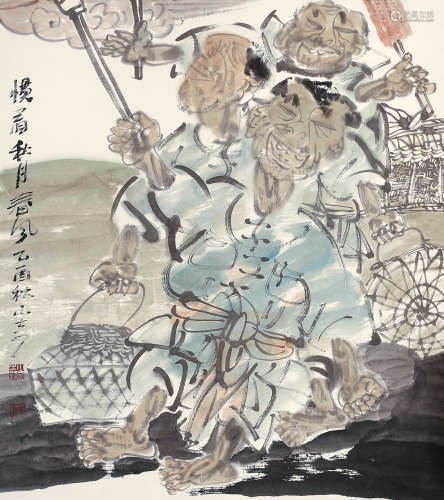 陈小奇 乙酉（2005年） 惯看秋月春风 设色纸本 立轴