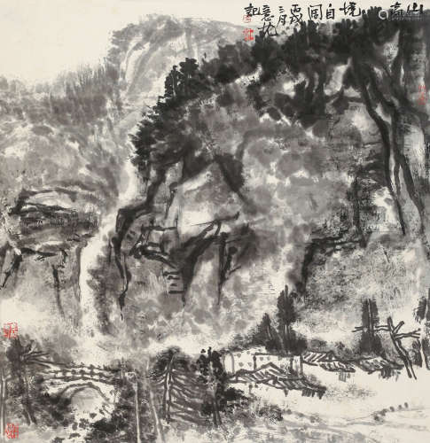肖意枕 丙戌（2006年） 山高境自阔 设色纸本 立轴