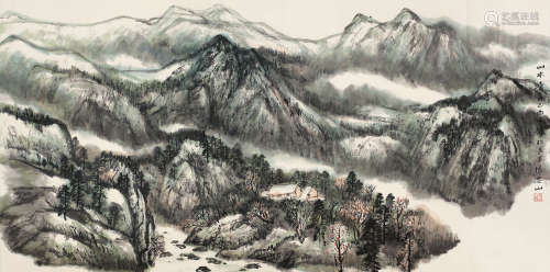 杨忠山 乙酉（2005年） 山水清音 设色纸本 横披