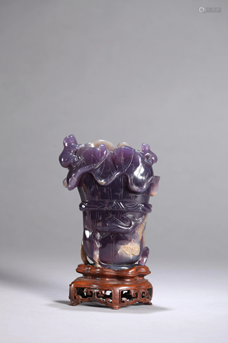 A CHINESE PURPLE AGATE VASE, QING DYNASTY