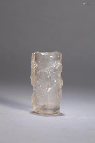 A CHINESE CARVED ROCK CHRYSTAL VASE, QING…