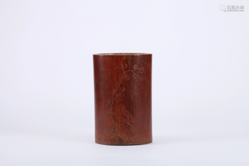 A CHINESE CARVED BAMBOO BRUSH POT, QING …