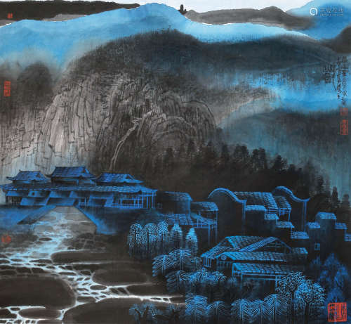 杨 挺 戊寅（1998年） 幽壑 设色纸本 立轴