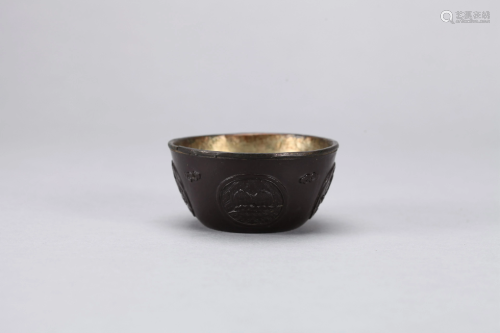 A CHINESE CARVED COCONUT SHELL CUP, 18TH …