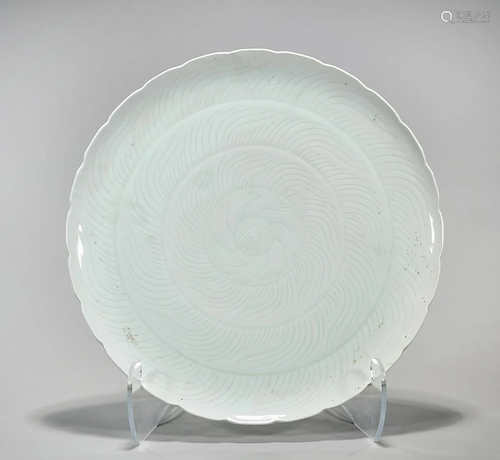 Chinese Anhua White Glazed Charger