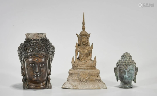Three Southeast Asian Metal Buddha Sculptures