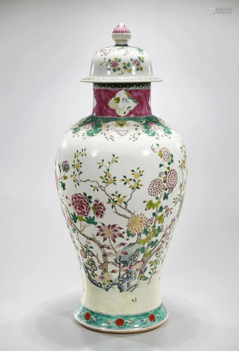 Chinese Enameled Porcelain Covered Vase