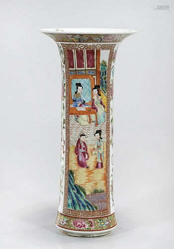 Chinese Enameled Porcelain Gu-Form Vase