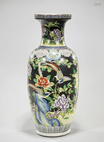 Tall Chinese Enameled Porcelain Vase