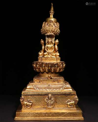 A CHINESE GILTING BRONZE PAGODA