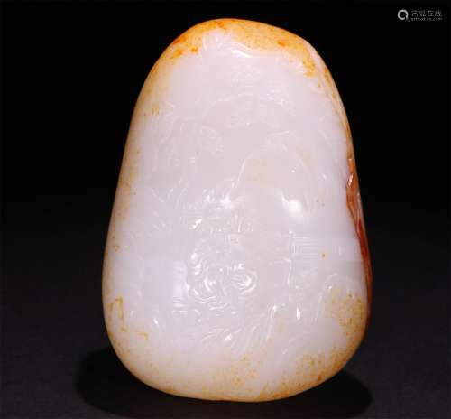 A CHINESE HETIAN JADE STONE CARVING