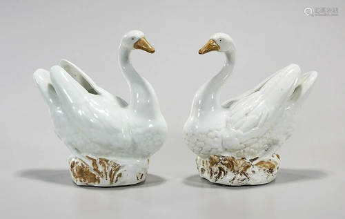 Pair Chinese Porcelain Geese