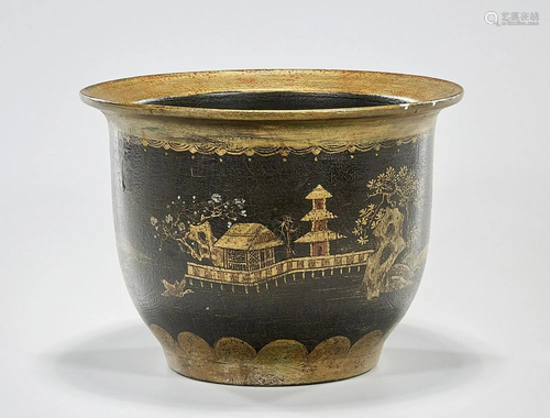 Chinese Black Porcelain Planter