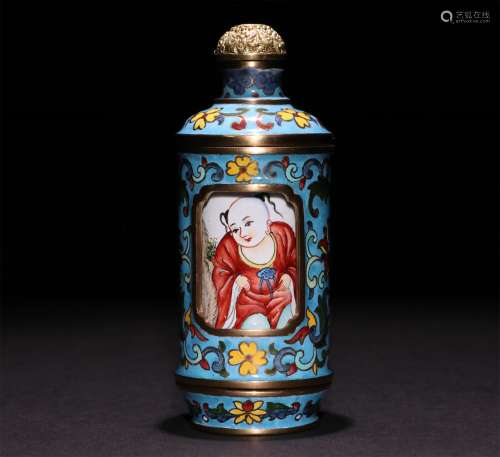 A CHINESE BRONZE PAINTED ENAMEL SNUFF BOTTLE