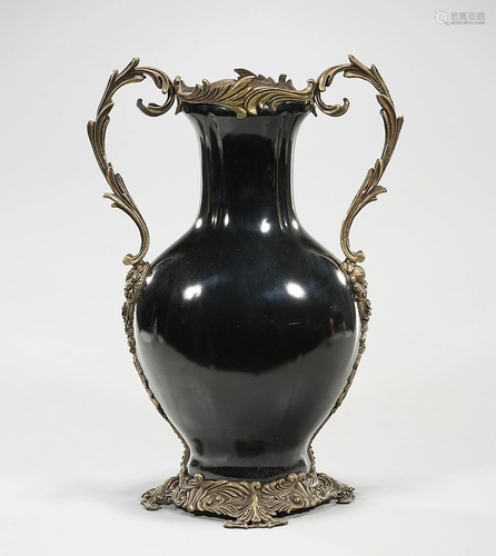 Chinese Black Glazed Porcelain Urn